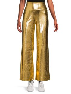 Широкие брюки с эффектом металлик Renee C., золото