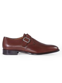 Кожаные туфли монки с ремешком Paul Stuart, цвет Dark Brown