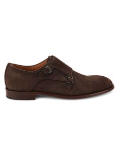 Замшевые туфли монки Honor с двойным ремешком Boss, цвет Dark Brown
