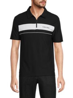 Двухцветная футболка-поло с логотипом Calvin Klein, черный