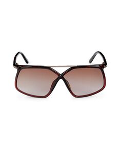 Солнцезащитные очки 64MM с геометрическим рисунком Tom Ford, цвет Dark Havana