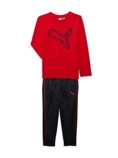 Комплект из двух предметов: флисовая толстовка и джоггеры с логотипом для маленького мальчика Puma, красный