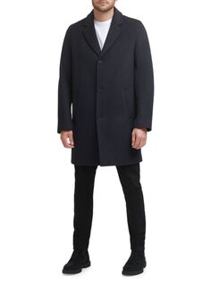 Пальто из смесовой шерсти с вырезом на воротнике Cole Haan, цвет Dark Heather Grey