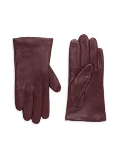 Кожаные перчатки на кашемировой подкладке Saks Fifth Avenue, цвет Deep Claret