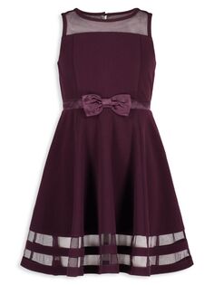Платье Illusion с сетчатым подолом для девочек Calvin Klein, цвет Dark Purple