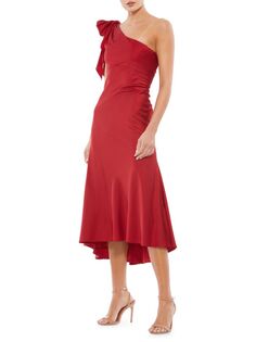 Атласное платье миди на одно плечо Ieena Mac Duggal, цвет Deep Red