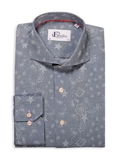 Классическая рубашка с принтом пейсли Finollo, цвет Denim