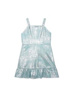 Расклешенное платье с металлизированным принтом для девочек Zac Posen, мята