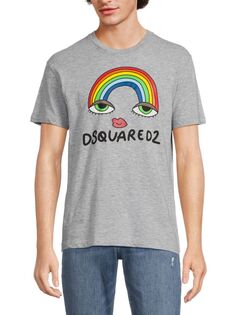 Футболка с радужным логотипом Dsquared2, цвет Light Grey