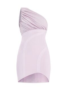 Бандажное мини-платье на одно плечо Herve Leger, цвет Light Peony Hervé Léger