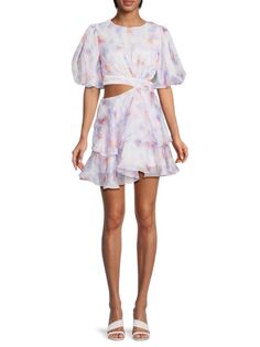 Многоярусное мини-платье Maia с цветочным принтом Bardot, цвет Lilac Multi