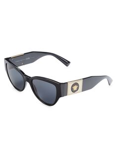 Солнцезащитные очки «кошачий глаз» 55 мм Versace, черный