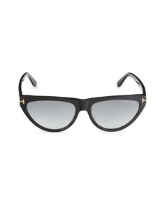 Солнцезащитные очки «кошачий глаз» 56MM Tom Ford, черный