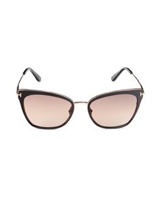 Солнцезащитные очки «кошачий глаз» 56MM Tom Ford, черный