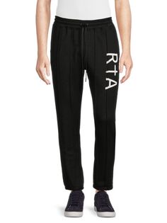 Спортивные брюки с защипами и логотипом Rta, черный