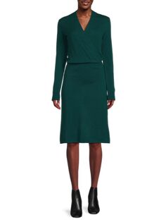 Кашемировое платье с искусственным запахом Sofia Cashmere, цвет Medium Green