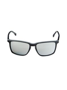 Прямоугольные солнцезащитные очки 57MM Boss, темно-серый