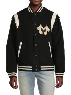 Университетская куртка из смесовой шерсти Midnight Studios, черный