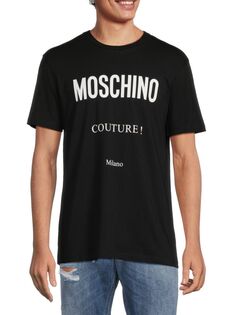 Футболка с круглым вырезом и логотипом Moschino, черный