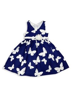 Платье-бабочка для маленьких девочек и девочек Joe-Ella, темно-синий