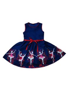 Платье трапециевидной формы с балетным принтом для маленьких девочек Joe-Ella, темно-синий