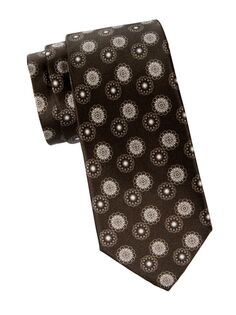 Шелковый галстук с цветочным медальоном Brioni, черный