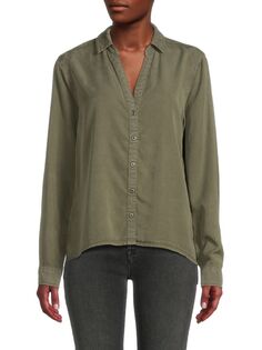Рубашка на пуговицах из шамбре Roll Tab Saks Fifth Avenue, цвет Olive
