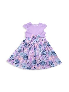 Платье А-силуэта с цветочным принтом для маленьких девочек и девочек Joe-Ella, фиолетовый