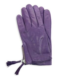 Кожаные перчатки с кисточками Portolano, фиолетовый