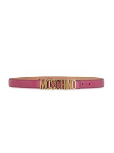 Кожаный ремень с логотипом Moschino, фуксия