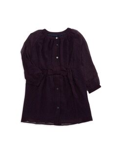 Шелковое платье-рубашка в горошек для маленьких девочек и маленьких девочек Burberry, фиолетовый