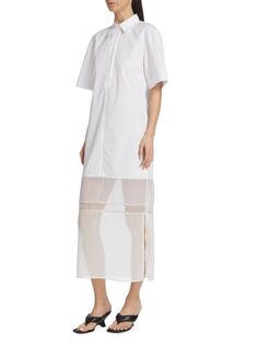 Комбинированное платье-рубашка из поплина Helmut Lang, цвет Optic White