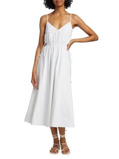Платье миди Carmen из эластичного хлопка Halston, цвет Optic White