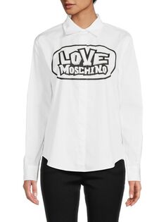Рубашка с графическим логотипом Love Moschino, цвет Optical White