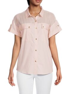 Рубашка карго из смесового хлопка H Halston, цвет Pale Blush