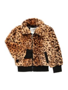 Куртка из искусственного меха для маленькой девочки Urban Republic, цвет Animal Print