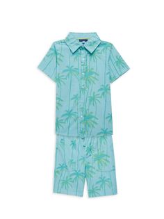 Комплект из двух предметов: рубашка с рисунком и шорты для мальчика Andy &amp; Evan, цвет Aqua Palms