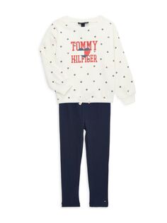 Комплект из двух предметов: свитшот и леггинсы с логотипом для маленькой девочки Tommy Hilfiger, цвет Assorted