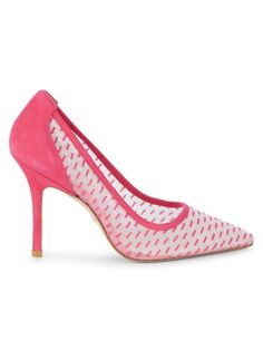 Туфли Tasha из сетчатой ткани с геометрическим узором Stuart Weitzman, цвет Peonia Pink