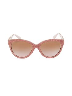 Солнцезащитные очки «кошачий глаз» 55 мм Michael Kors, цвет Pink Brown