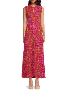 Платье макси с цветочным принтом Poupette St Barth, цвет Pink Multicolor