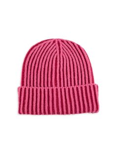 Вязаная шапка в рубчик Saks Fifth Avenue, цвет Pink Red