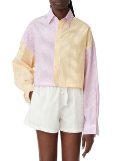 Укороченная полосатая рубашка Thomas Blanca, цвет Pink Multi