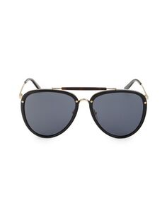 Овальные солнцезащитные очки 58MM Gucci, цвет Black Gold