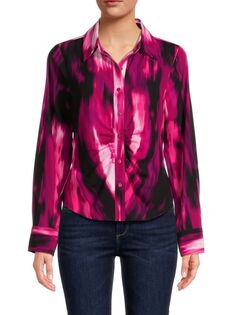 Рубашка на пуговицах с абстрактным рисунком Calvin Klein, цвет Black Aubergine