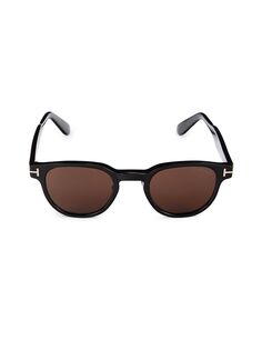 Круглые солнцезащитные очки 47MM Tom Ford, цвет Black Brown
