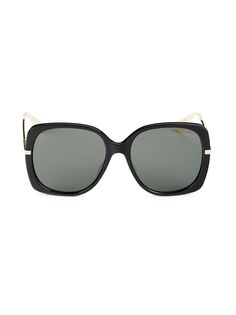 Квадратные солнцезащитные очки 57MM Gucci, цвет Black Gold