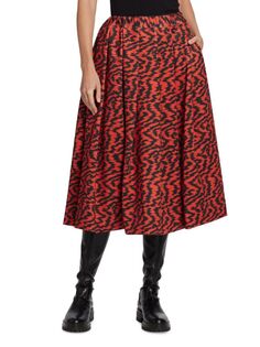 Плиссированная юбка-миди с принтом Comme Des Garçons, цвет Red Black