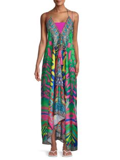 Платье макси с абстрактным принтом и воротником халтер Ranee&apos;S, цвет Rainbow Ranee's
