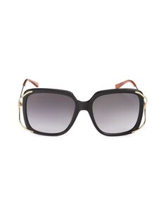 Квадратные солнцезащитные очки 56MM Gucci, цвет Black Gold